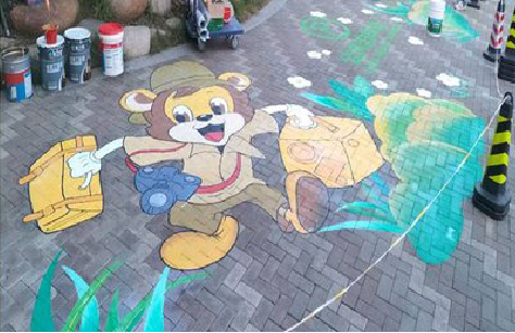 施甸夏季画地面彩绘会遇到的问题