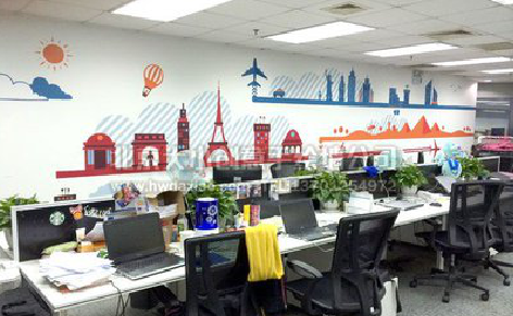 施甸教你设计办公室墙绘的方法。